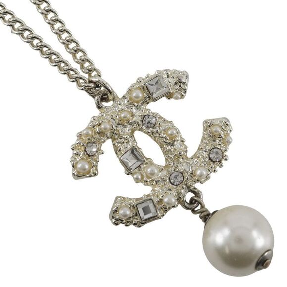 Chanel Coco Mark Rhinestone Pearl Necklace - Picture 1 of 9